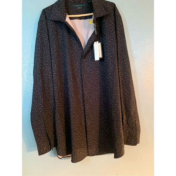 NWT Men's Perry Ellis Black Button Down Shirt Size 2XL - Picture 4 of 5